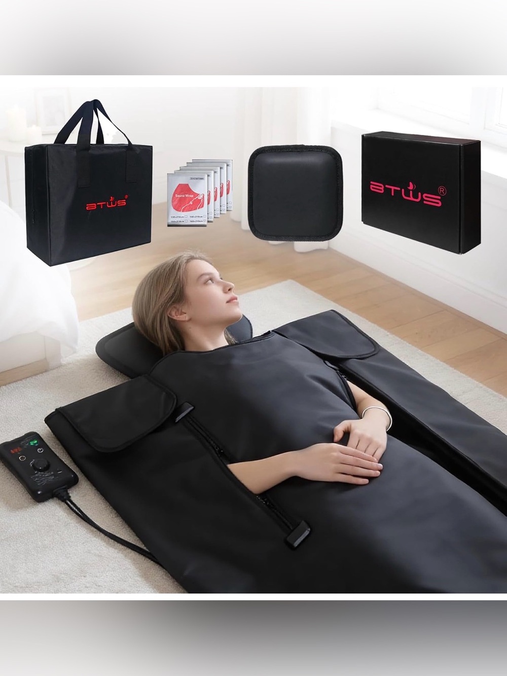 Black Portable Home Sauna Blanket - Therapeutic Infrared Wrap